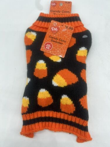 Candy Corn Sweater Black Orange Yellow Halloween Dog Cat￼￼ Pet Central X... - $5.75