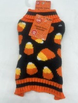 Candy Corn Sweater Black Orange Yellow Halloween Dog Cat￼￼ Pet Central X... - £4.55 GBP