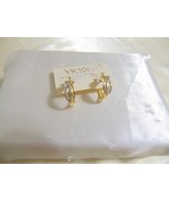 Victoria Townsend 18kGold/SS Plate Genuine Diamond Accent Hoop Earrings ... - $1,553.62 MXN
