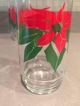 Vintage 70s Red Poinsettia and Green leaves Christmas cocktail glasses image 3