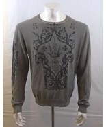 GUESS JEANS Men&#39;s Long Sleeve Cotton Crew Neck Graphic Gray Sweater Size... - $148.14 MXN