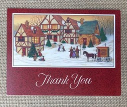 Vintage Mark Dixon Christmas Thank You Card Quaint Victorian Village In ... - £3.11 GBP
