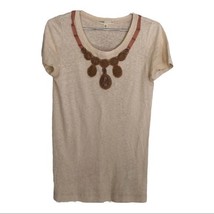 J crew oatmeal embellished with blush ribbon tie bow soft tee T Shirt wo... - $12.22