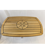Barrel Folding Teak Table Top Star Inlay 11.8/24x37 Inch Marine Boat Yac... - $1,058.09 CAD+