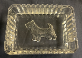 Depression Glass Scotty/Westy Dog Vanity Dish Soap Trinket Holder Tray Textured - £9.72 GBP