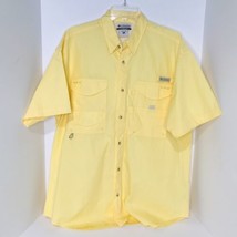 Columbia PFG Short Sleeve Vented Fishing Shirt Yellow - Mens Size Medium - £13.97 GBP