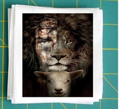 Lion and Lamb Fabric Square 8x8 &quot; Quilt Block Panel Sewing Quilting Crafting - £3.53 GBP