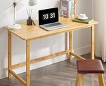 47 Inch Computer Desk, Bamboo Writing Desk, Modern Simple Work Desk For ... - $295.99