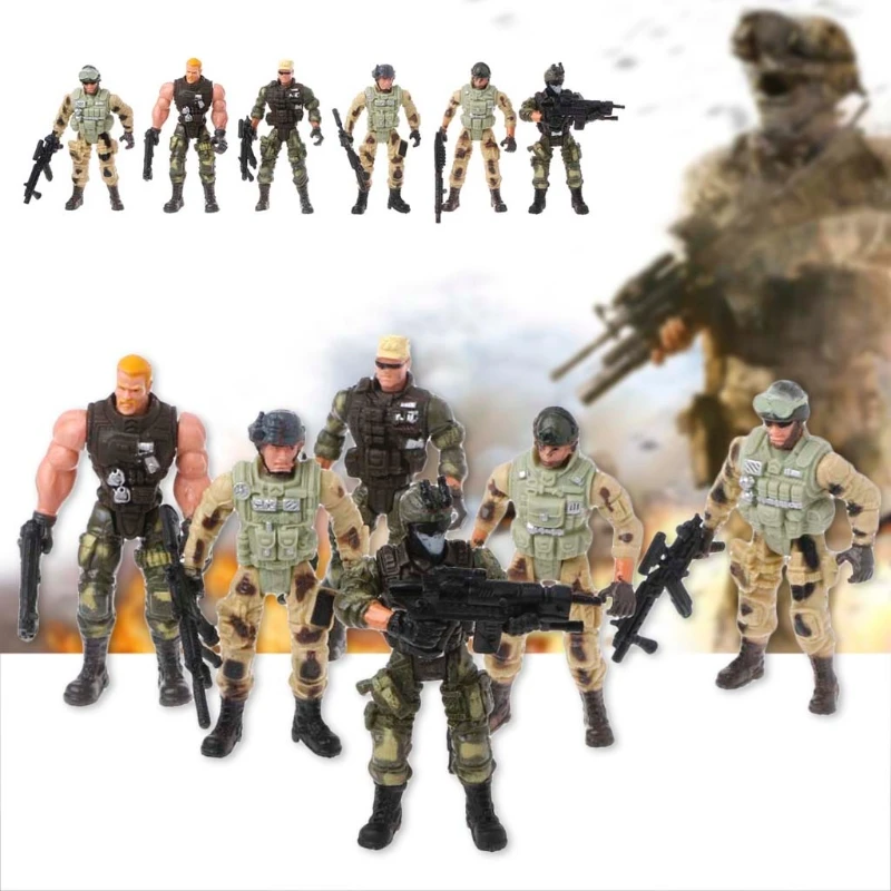 6pcs set action figure a soldiers toy with weapon military figures child toy thumb200