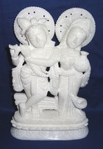 10&quot; White Marble Radha Krishna Iskon Statue Deities Lord Sculpture Handm... - £263.83 GBP