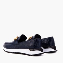 The Milan Navy Croc-Embossed Leather Women Sneaker image 7