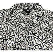 Express Dress Shirt Mens XL Black &amp; White Floral Tropical Soft Wash Button Up - £20.21 GBP