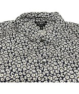 Express Dress Shirt Mens XL Black &amp; White Floral Tropical Soft Wash Butt... - £20.72 GBP