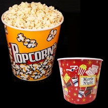 Popcorn Bowl Bucket Retro Style Reusable Plastic Container Movie Theater... - £17.22 GBP
