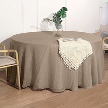 Taupe Brown 120&quot;&quot; Round Premium Faux Burlap Polyester Tablecloth Wedding... - $46.18