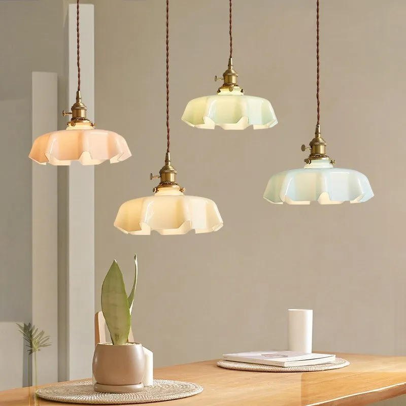 Modern Flower Pendant Light Nordic French Glass Hanging Lamp Kitchen Bed... - $176.24+