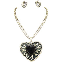Heart Shaped Pendant Necklace and Earrings Set For Women Fashion Jewelry, 18+3&quot; - £10.35 GBP
