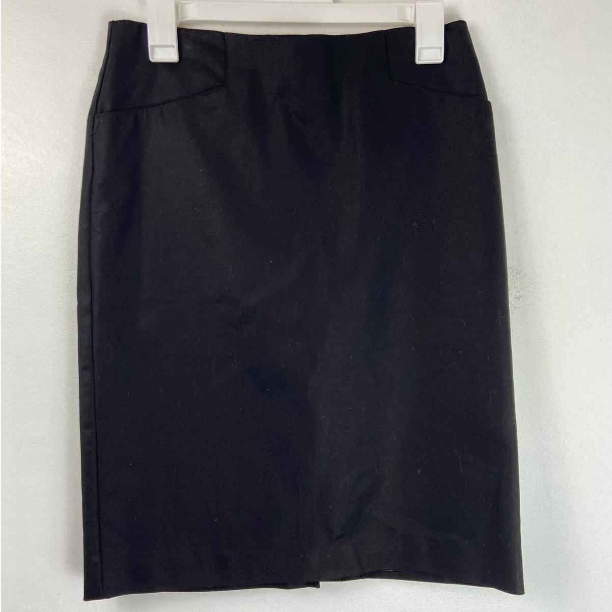 Primary image for Van Heusen Studio Pencil Skirt Womens 6 Zip Back Slit Cotton Stretch Black Lined
