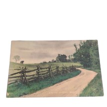 Postcard A Quiet Country Road Rural Wooden Fence Trees Vintage Unposted - £5.60 GBP