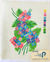 Vintage Brazil Petitpoint Canvas Flowers Pink Blue Purple Atelier Vera 7... - £15.56 GBP