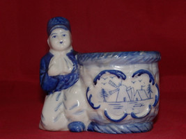 Goldcastle Chikusa Blue &amp; White Dutch Boy w/Bowl Windmills Sugar Bowl - £14.25 GBP