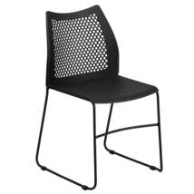 HERCULES Series 661 lb. Capacity Black Stack Chair with Air-Vent Back - £73.47 GBP+