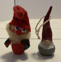 2 Vintage Mini Gnomes Elf Christmas Ornaments - £17.51 GBP