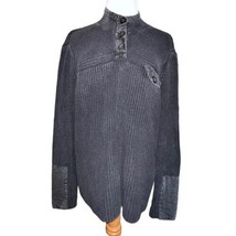 Orvis Mens 1/4 Button Pullover Sweater Size Large Black/Gray Ribbed Wris... - $11.66