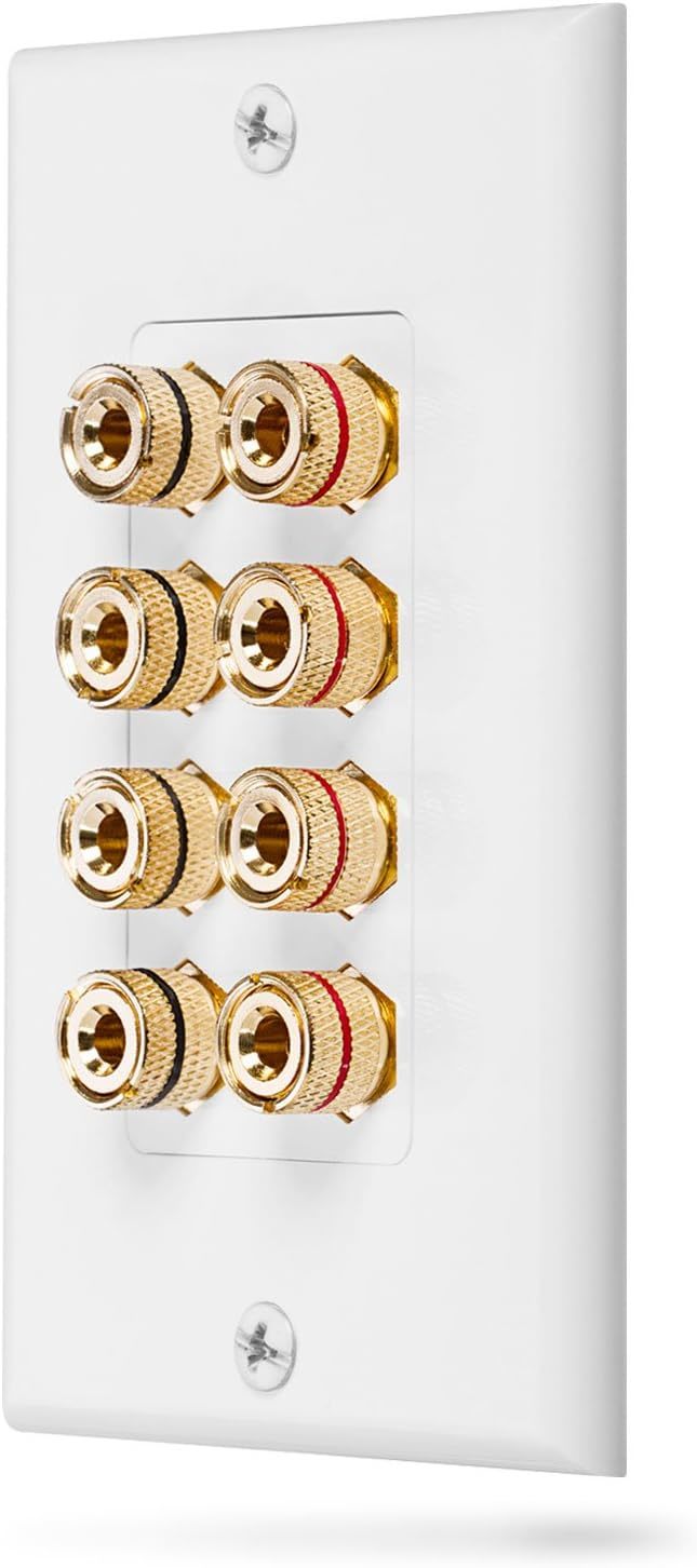 Fosmon (Quad Speaker Home Theater Wall Plate - Premium Quality Gold, White - $31.92