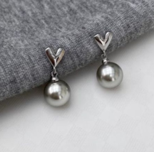 Silver gray pearl earrings female love temperament all earrings niche de... - £15.82 GBP