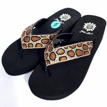 Yellow Box Leopard Surrey Flip Flops Rhinestone Sparkle Sandals Womens All Sizes - £30.20 GBP