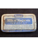 Vintage SLIDE TOP MILK OF MAGNESIA TIN 3.25&quot; Long REXALL Antacid BOX - £7.82 GBP