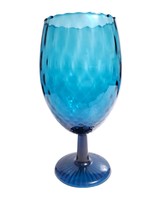 MCM Empoli Italian Glass Hand Blown Optic Azure Blue 9.5&quot; Brandy Snifter... - £22.15 GBP