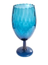 MCM Empoli Italian Glass Hand Blown Optic Azure Blue 9.5&quot; Brandy Snifter... - £21.80 GBP