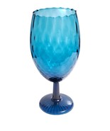 MCM Empoli Italian Glass Hand Blown Optic Azure Blue 9.5&quot; Brandy Snifter... - £21.79 GBP