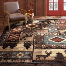 Buffalo Bear Rustic Area Rug By Home Dynamix, 7&#39;10&quot; X 10&#39;5&quot;,, Brown/Red. - £156.48 GBP