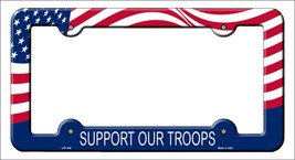 Support Our Troops Novelty Metal License Plate Frame LPF-439 - £14.90 GBP
