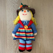 Sally Scarecrow Handmade Knitted 17&quot; Doll Jean Greenhowe 1990&#39;s Soft Plush - £19.10 GBP