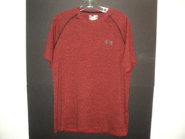 Under Armour Shirt Men&#39;s Size M Crew Heat Gear Dark Red &amp; Black Short Sleeves - £18.54 GBP