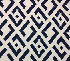 Kravet China Club Indigo Blue Modern Geometric 100% Linen Fabric By Yard 54&quot;W - £27.41 GBP