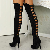 Sexy Black Women&#39;s Long Boots Women Autumn Heels Shoes Over The Knee Thigh High  - £77.38 GBP