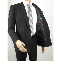 Men RENOIR Dressy Suit Separates Solid Slim Fit 201-1 Black Double Breasted image 6