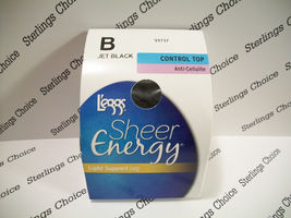 L'eggs Sheer Energy Control Top Light Support Leg Size B Jet Black #91737 - $8.85