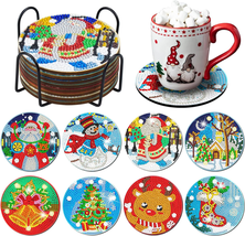 Christmas Diamond Art Coasters, 8 Pcs Xmas Gnome Diamond Painting Coasters Kits  - £5.97 GBP