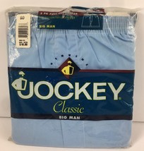 2 Vintage Jockey Big Man Full Cut Boxers Mens Size 60 (2 Pack) Blue USA MADE - £11.86 GBP