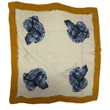 1950s VTG Irish Setter Dog Silk Charmeuse Scarf Yellow Gold Grey 30x30 - $43.20