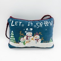 Christmas Mini Pillow Door Hanger -let It Snow Snowmen Family Fabric - $19.99