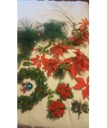 Large Lot of Vintage plastic Poinsettias, plastic wreath, decorations. - £15.40 GBP