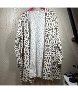 LuLaRoe Cream Brown Cardigan Open Front Stretch Pockets Womens Size Medium - $27.45