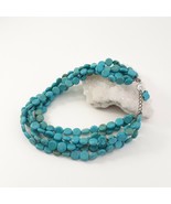 Multi Strand Turquoise Necklace 12mm Coin Beads - £51.51 GBP